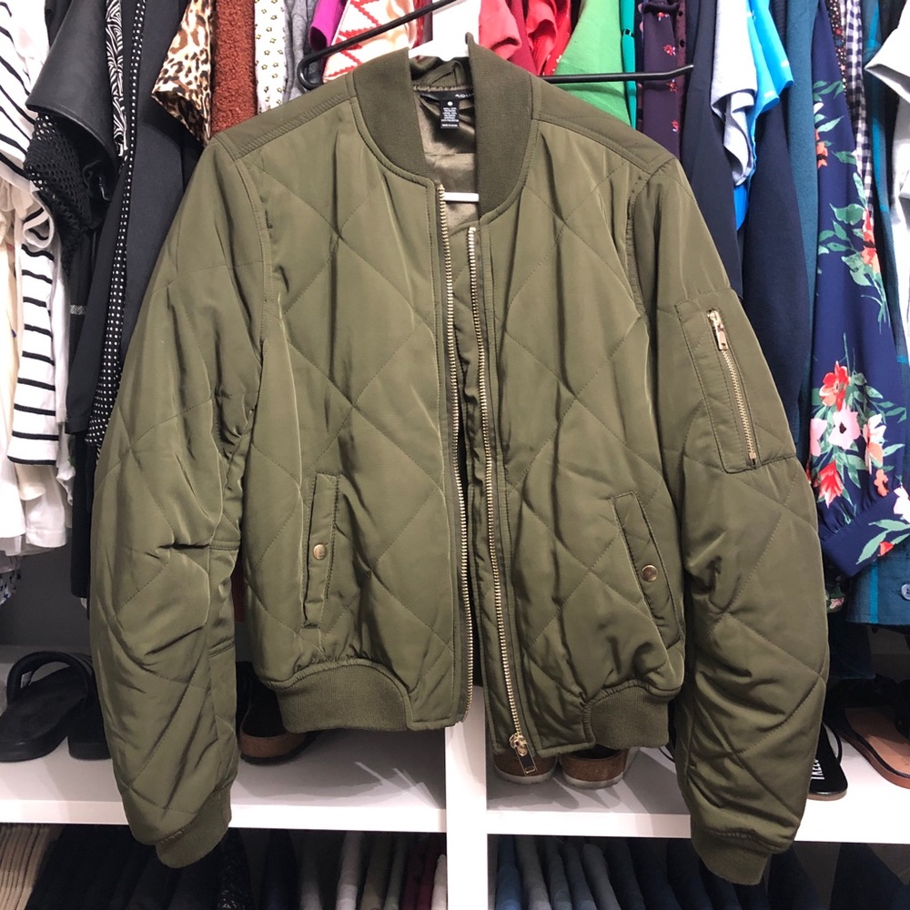 Aqua army green bomber jacket